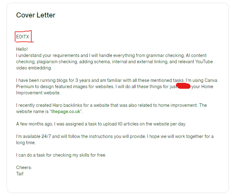 how to write an Upwork cover letter