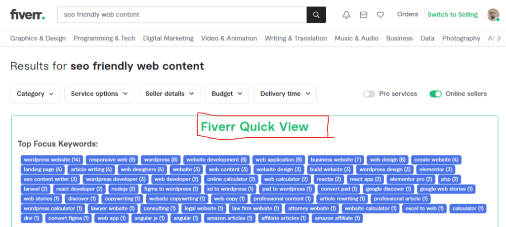 keyword research for fiverr